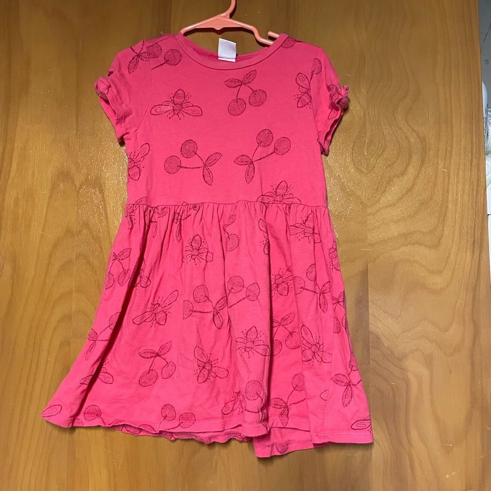 Gymboree Girls Short Sleeve Dress Pink Cherries Size 5T